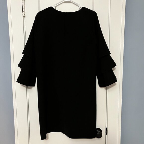 Lafayette 148 New York NWT black shift dress volume sleeve size medium - Picture 5 of 11